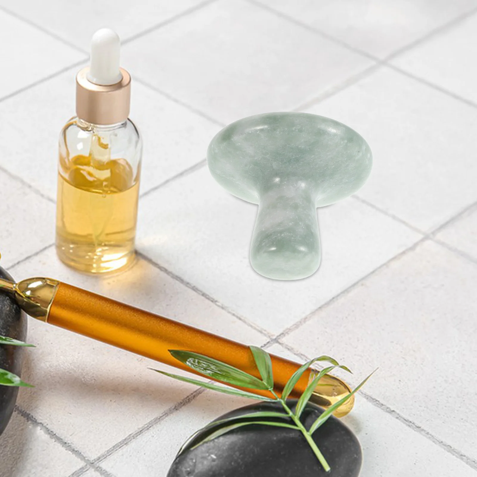 Jade Paddestoelvormige Gua Sha Natuursteen Gezichtsmassage Tool Lichaamsschraper Hot Stone Warmer Ontspanning Schoonheidsverzorging Accessoire