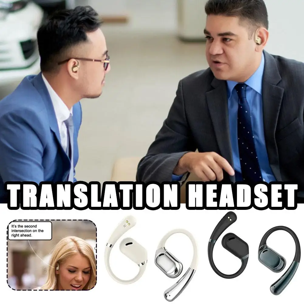 Wireless Bluetooth Translation Earphones Headset Ear Hanging Open Ear Mount Touch Headset Support 138 Languages