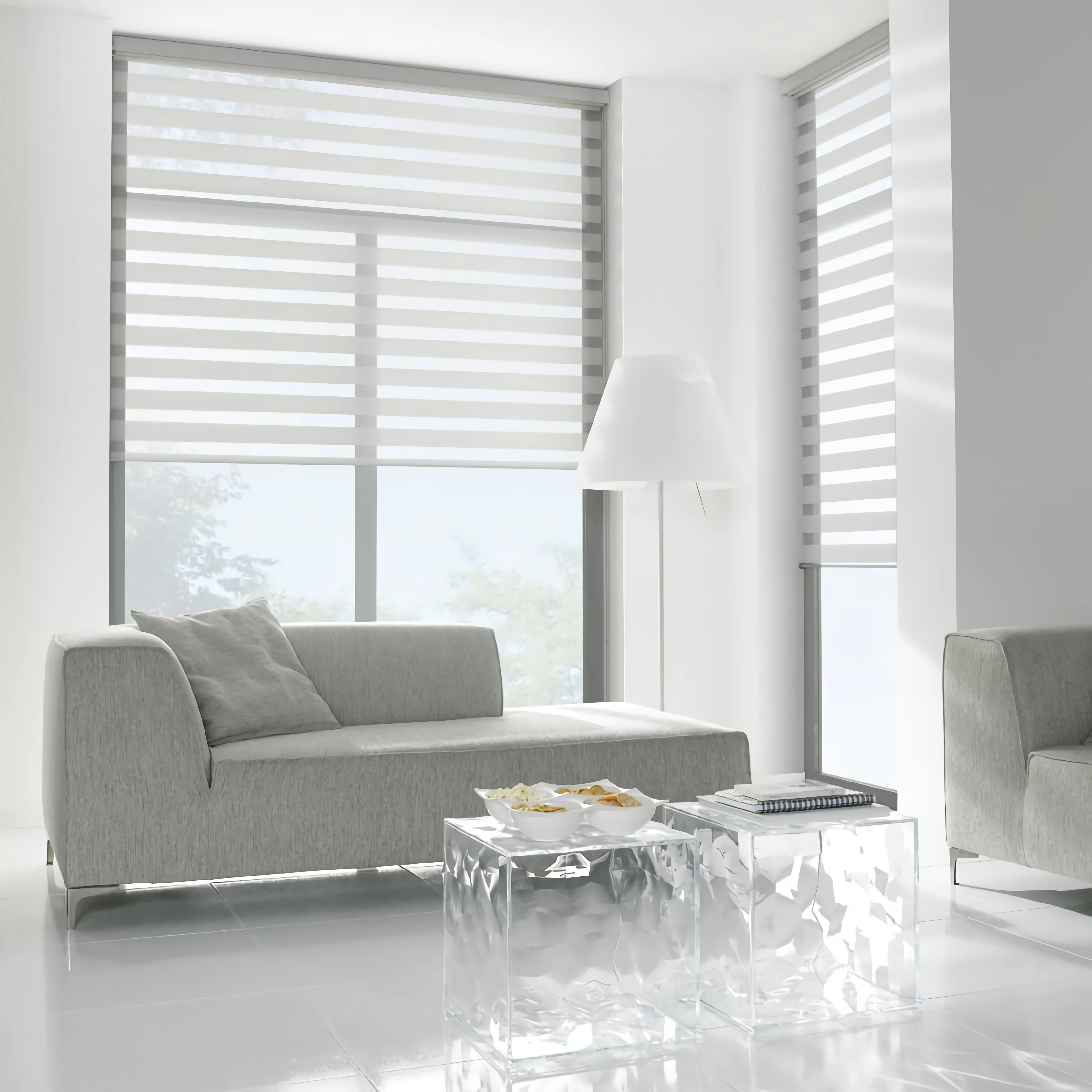 

Light Luxury Style Solid Color Splicing New Chinese Shade Roman Shade Electric Waterproof Zebra Blind