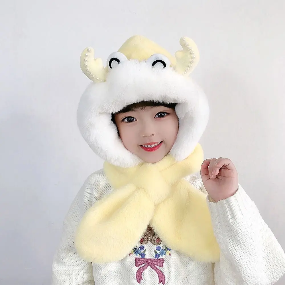 Polyester fibre Cartoon Children's Hat With Scarf Cartoon 1-12 years old Warm Ear Protection Cap Children's Hat Scarf Cap