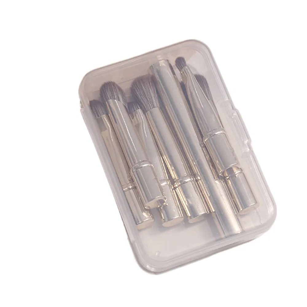 取り外し可能なミニトラベルメイクブラシセットボックス付き 6 個ブラシフェイス化粧ツール多機能ダブルエンドアイシャドウブラシ