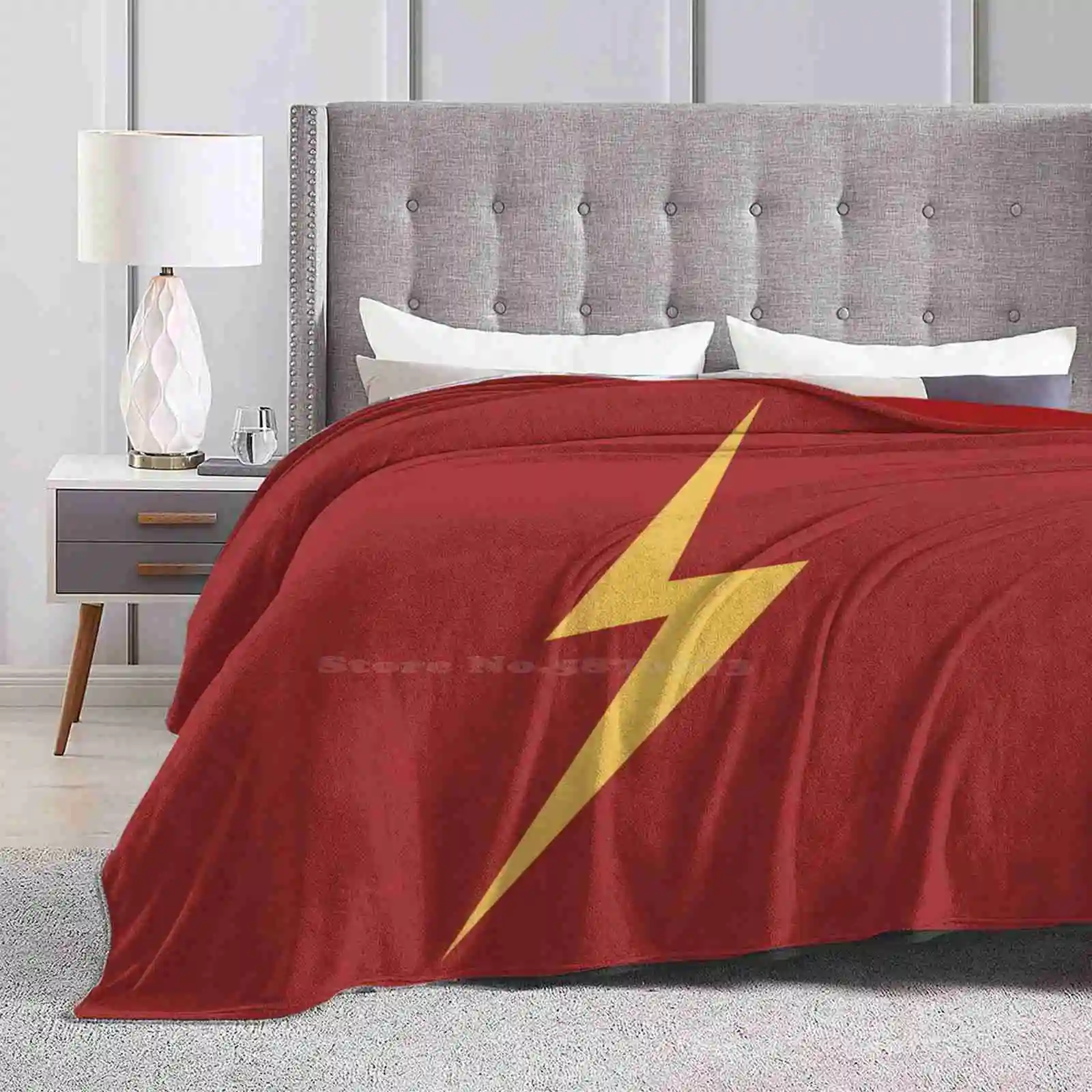 Lightning New Print Novelty Fashion Soft Warm Blanket Lightening Bolt Yellow Sky Thunder Red Magic Superhero Power Fun Logo