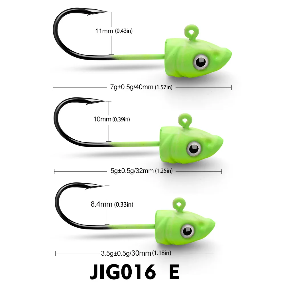 Sea.Yolo 5pcs/pack 3.5g/5g/7g Fish Head Hook Fishing Hook Barbed Hook Jig 3D Eye Lead Head Hook For Bass Ocean Boat Fishing