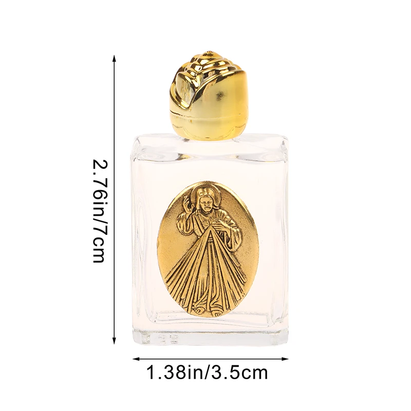 Jesus & Virgin Sculpture Mini Glass Holy Water Bottle 6