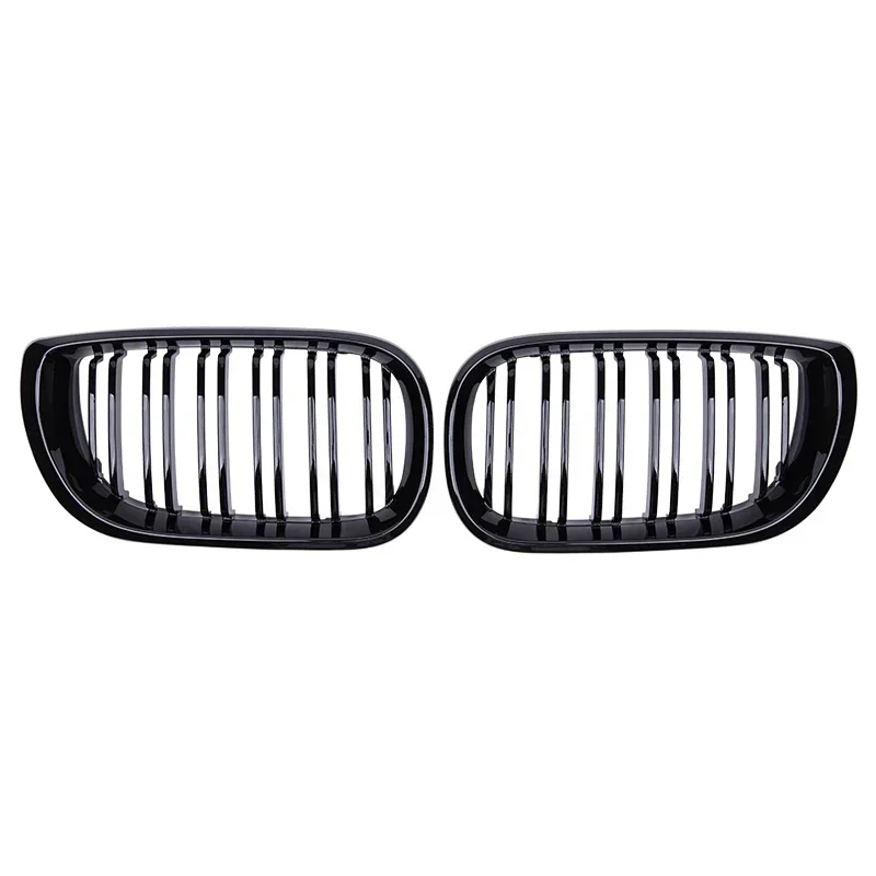 Car Front Kidney Grill Gloss Black Double Slat Hood Grille Racing Grills for BMW 3 Series E46 4 Door 2002-2005 Car Replacement