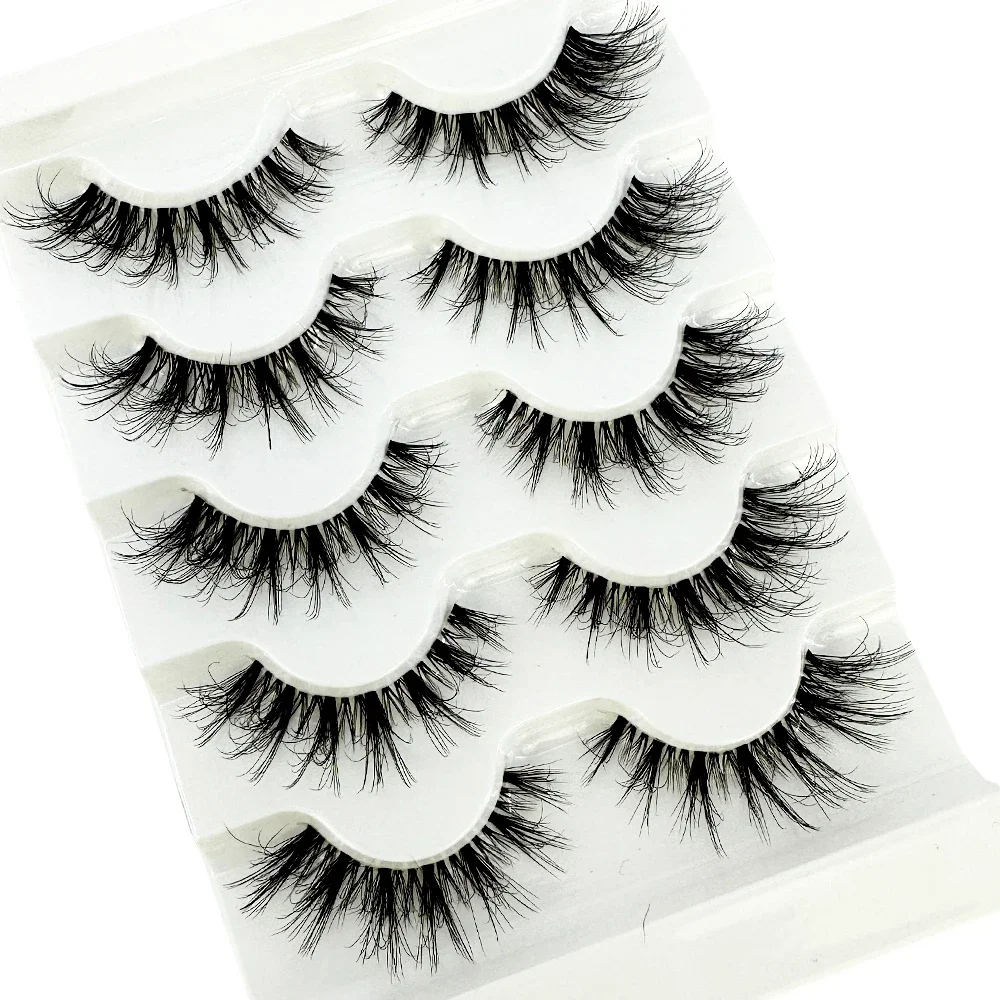 ใหม่ 5 คู่ขนตาปลอม CLEAR Band EyeLashes Crisscross โปร่งใส Band ขนตาปลอม Handmade Dramatic Lashes Upper Lash