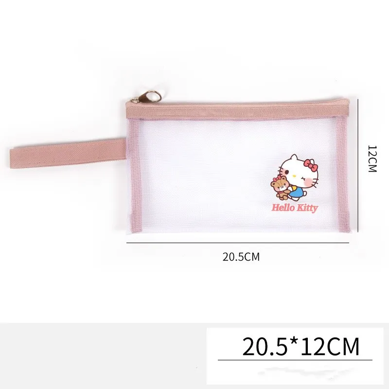 Sanrio trasparente Mesh Hello Kitty Pekkle Kero Kero Keroppi Girl Makeup Bag articoli da toeletta custodia multifunzione astuccio