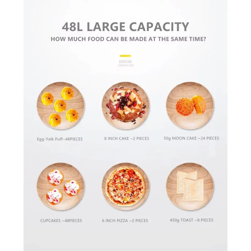 فرن كهربائي بسعة كبيرة 48 لتر، فرن خبز كعكة البيتزا لأجهزة المطبخ المنزلية باللغة الإنجليزية مع لوحة التشغيل وقابس الاتحاد الأوروبي