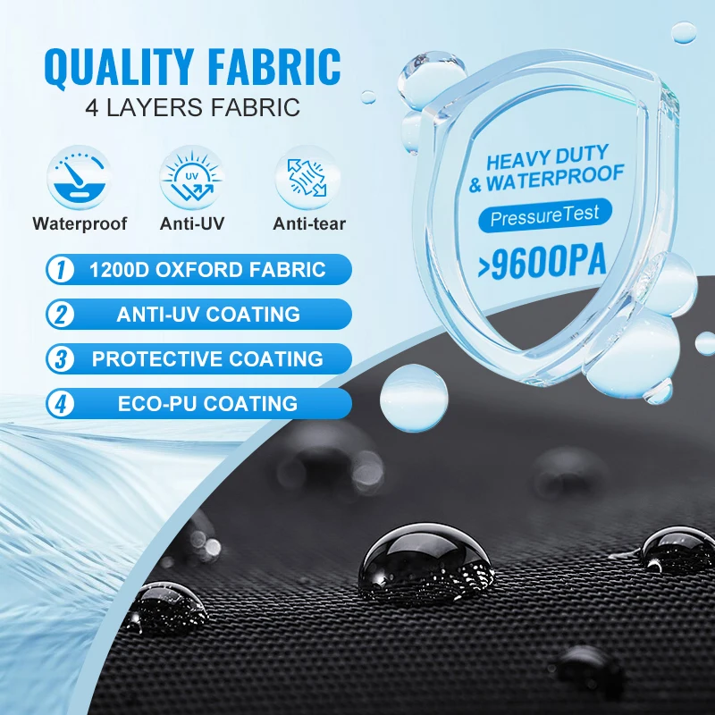 1200D Oxford Fabric Waterproof Custom Universal Boat Cover UV Protection Fit For Pontoon Boats Watercraft Storage