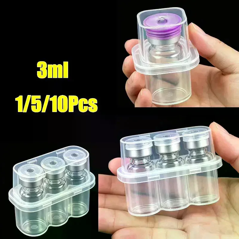 1/5/10Pcs Mini Transparent Peptide Storage Case Vial Stackable Refrigerator Storage Box 3mL Vial Storage Case For Lab & Home Use