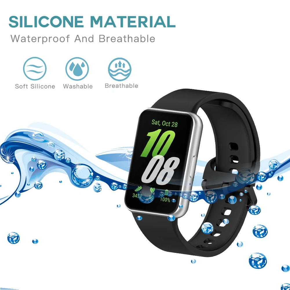 For Samsung Galaxy Fit 3 2024 Smart Watch Bracelet Wristband Replacement Sport Watchband Sweatproof Silicone Strap