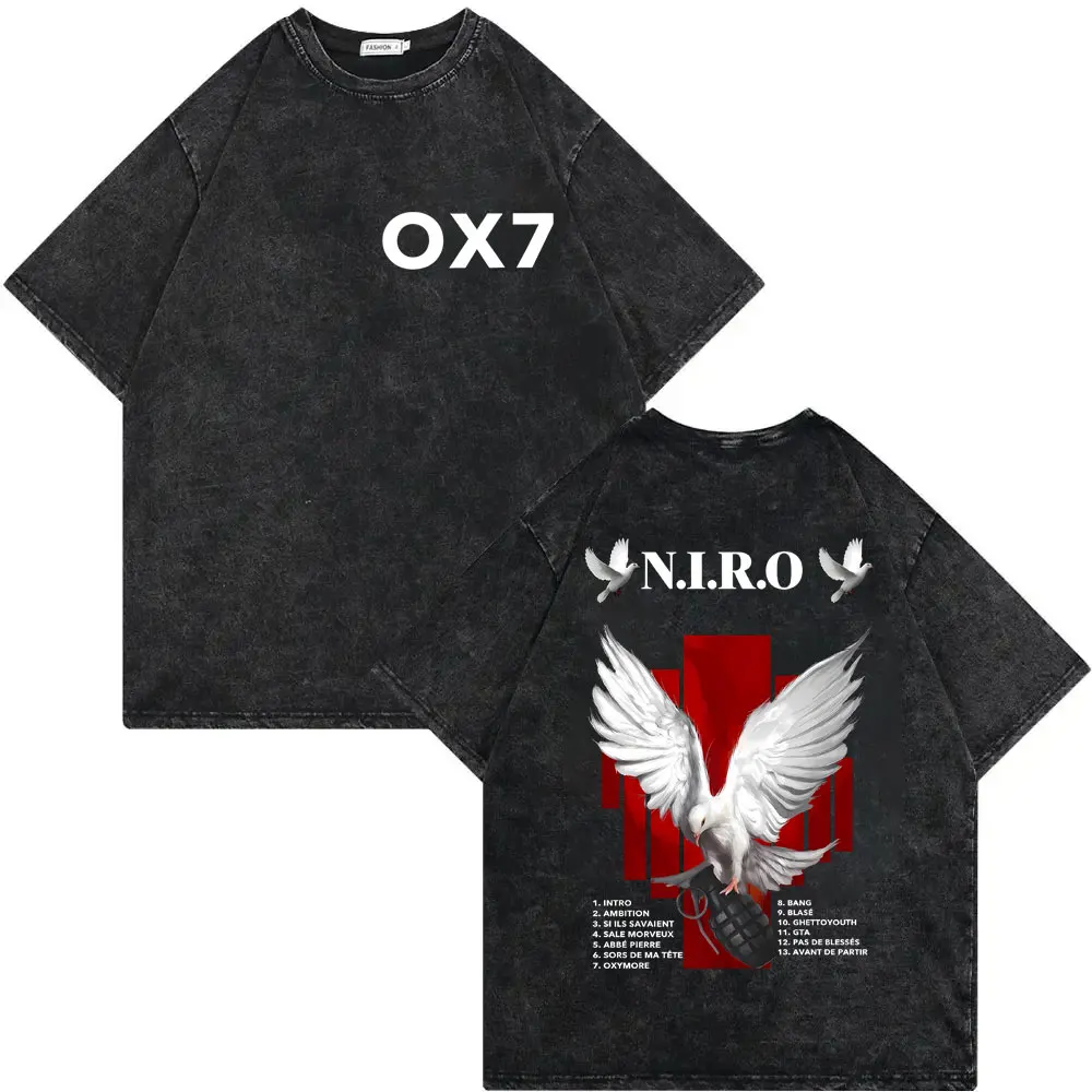 

Rapper Niro OX7 Album Graphic T Shirts Harajuku Hip Hop Vintage Washed T-shirt Men Women High Quality Fashion Oversized T-shirts
