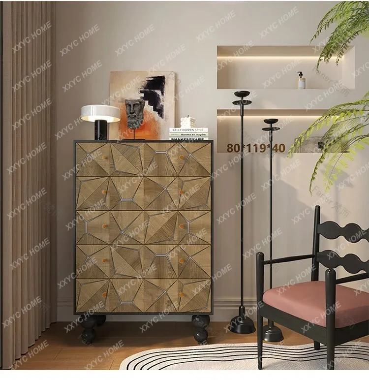 

High-end five-bucket solid wood locker, living room sofa against the wall storage cabinet, bedroom bedside table