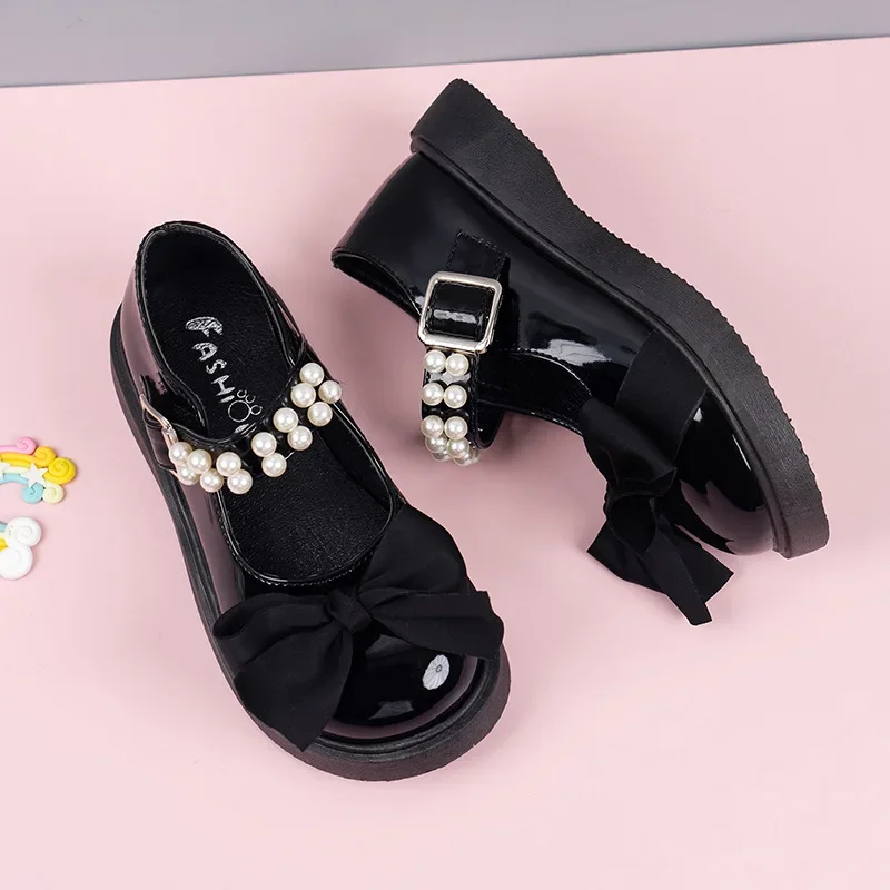 Children Girls Leather Shoes Princess Retro Flats Kids Dress Student Show Dance Toddler Bowknot Shoes Toddler Casual Mary Janes