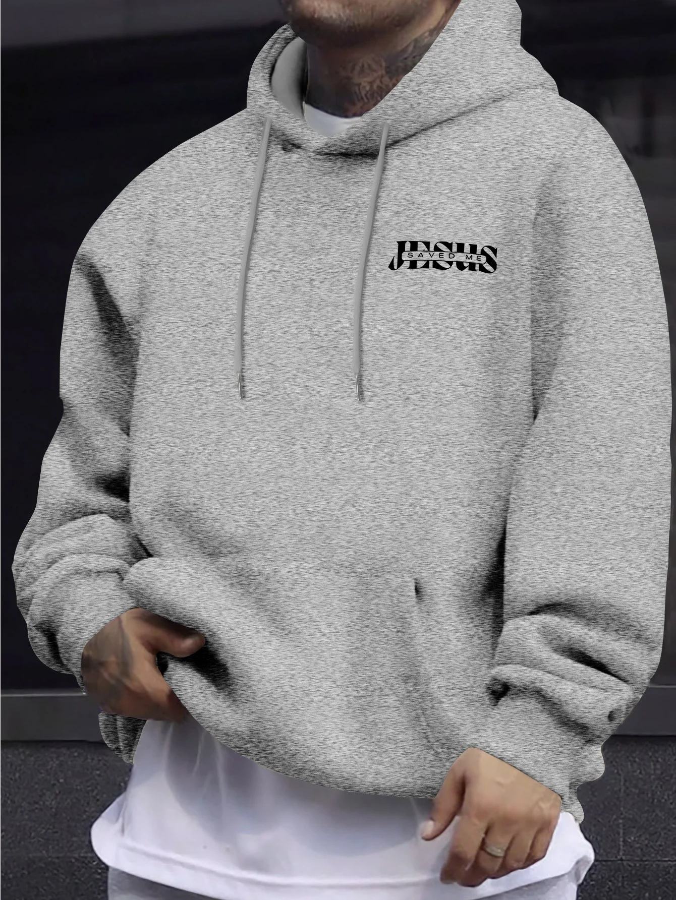 Übergroßer Christlicher Kreuz-Hoodie mit Aufschrift "Johannes 3:16" Herren Hip-Hop Sport Streetwear Lässiger Fleece-Pullover – Detail 17