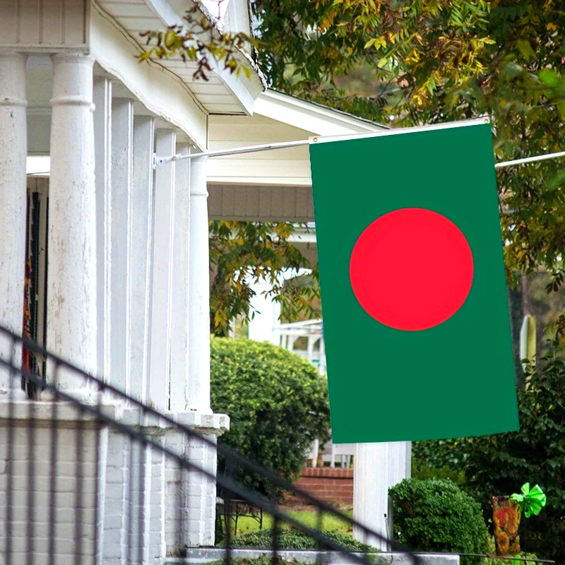 1pc Bangladesh Flag - Durable Polyester with Brass Grommets, Vibrant Green & Red Design, Perfect for Patriotic Events Display