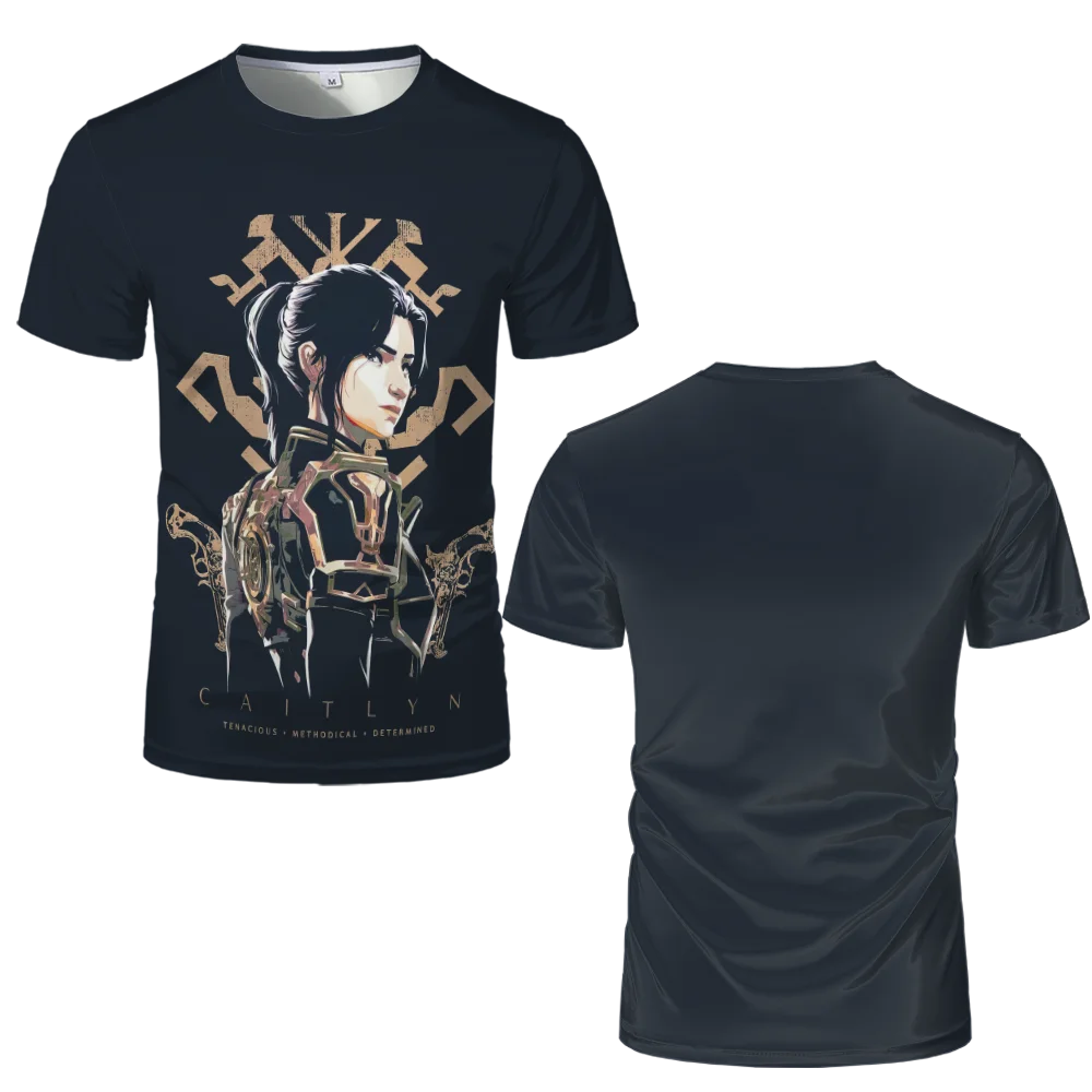 Arcane Season 2 Jinx T-shirts League Of Legends 3D Printing Caitlyn Viktor Street Oversized Tees Casual Holiday Tops Men\'s Gifts