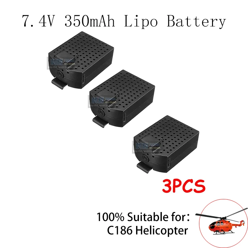 Bateria Lipo Para Helicóptero RC ERA C186 BO-105 4CH Flybarless, Piezas De Helicóptero RC, 7,4 V, 350mAh