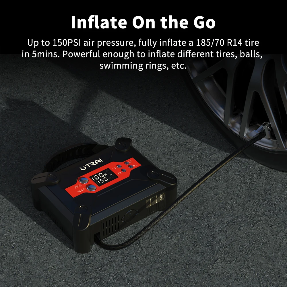 Utrai 1800a 4 in 1 Auto Starthilfe mit Luft kompressor Power Bank tragbare Not batterie Booster Start gerät für Autos