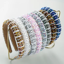 Korean Version Rhinestone Fine Edged Sponge Hair Band Baroque Crystal Pearl Women's Gorgeous Headband