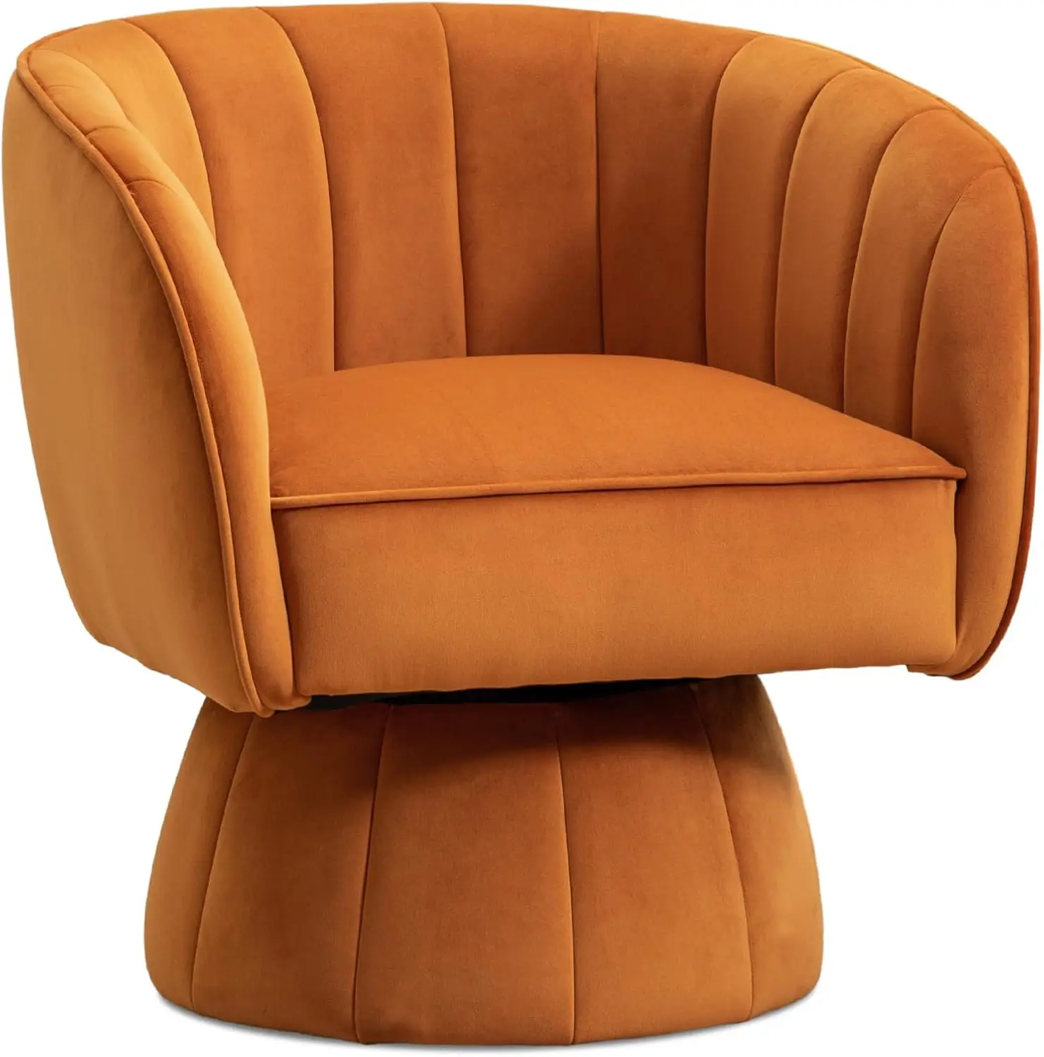 Swivel Barrel Accent Sofa Chairs, 360 Degree Round Modern Armchairs,Velvet Upholstered Unique Funky Accent Chairs ,Orange