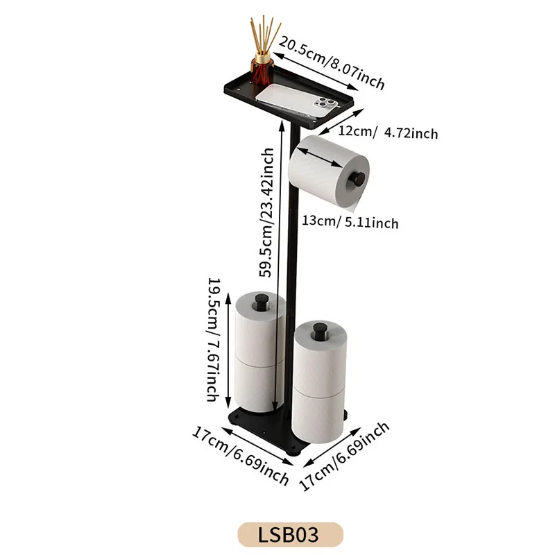 Bathroom Toilet Paper Holder Standing Toilet Paper Dispenser Stainless Steel Tissue Rolls Rack Bathroom Toilet Tissue Storage