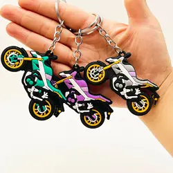 LLavero de motocicleta de tendencia creativa, simulación estéreo de doble cara, llavero de estilo de motocicleta, colgante de bolsa, regalo