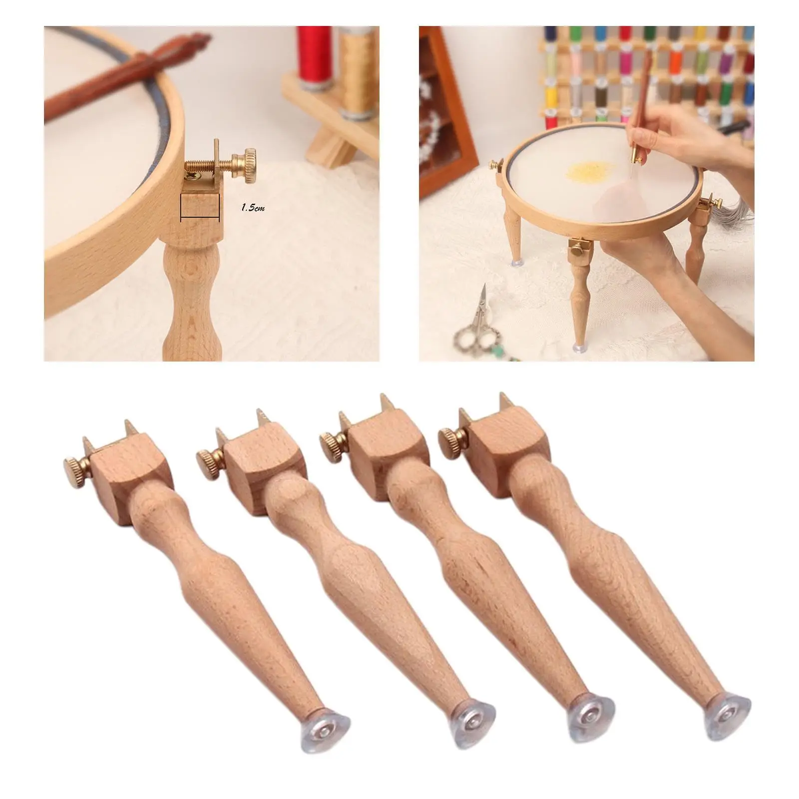 

D&D 2/4pcs Adjustable Sewing Tool Embroidery Hoop Stand Wood Lap Stand Needlework Stitches Frame Rack Stand Leg for Craft