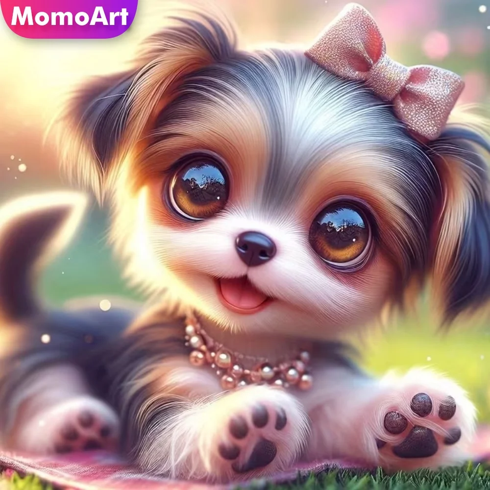Momoart Neuerscheinung Diamant-Stickerei Hundebild Tier-Cartoon DIY Diamant-Mosaik-Bild Strass-Dekoration für Zuhause