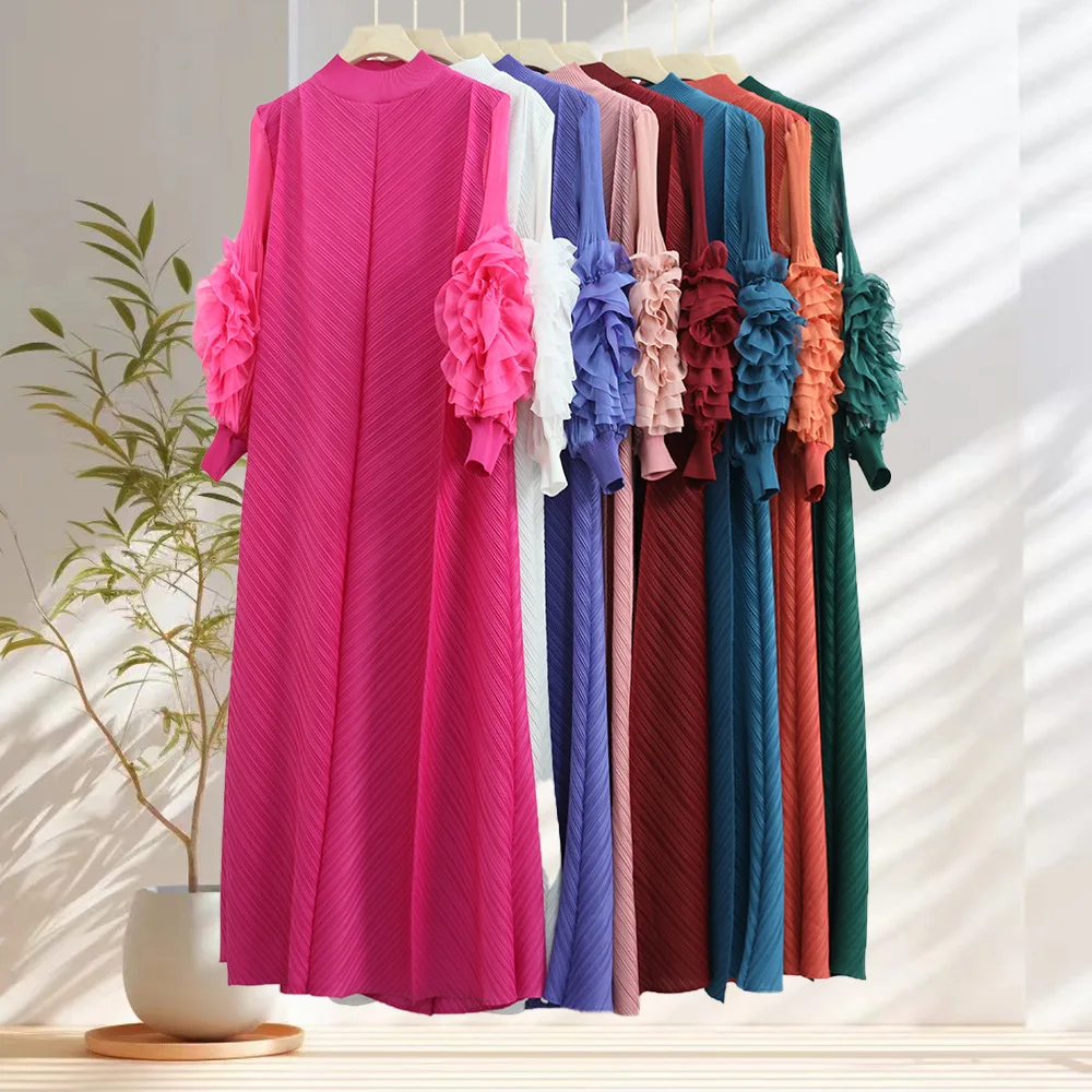 

Elegant Long Loose plus Size Dress Cross-Border High-End Women's Fashion Qipao Style A-Line Skirt with Petal Sleeves