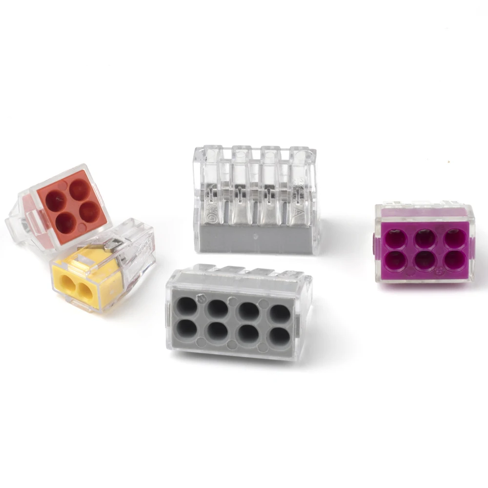 

25PCS Mini fast Wire Connectors 2/4/6/8 Pin Junction Boxed Wiring Cable Conector For Electrical Conductor Push-in Terminal Block