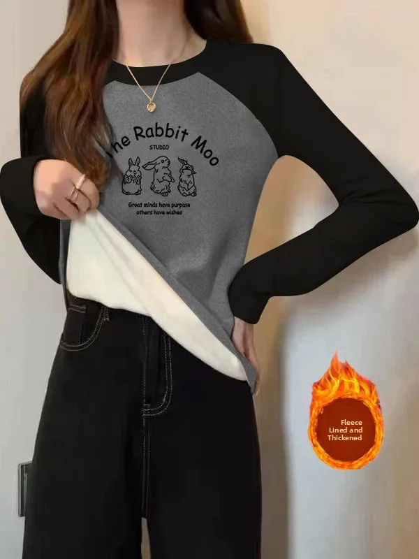 Women's Long Sleeve Thermal T-Shirt Velvet Fabric Slim Fit Autumn Winter Warm Base Layer Shirt Inner Wear Outdoor Travel Casu...