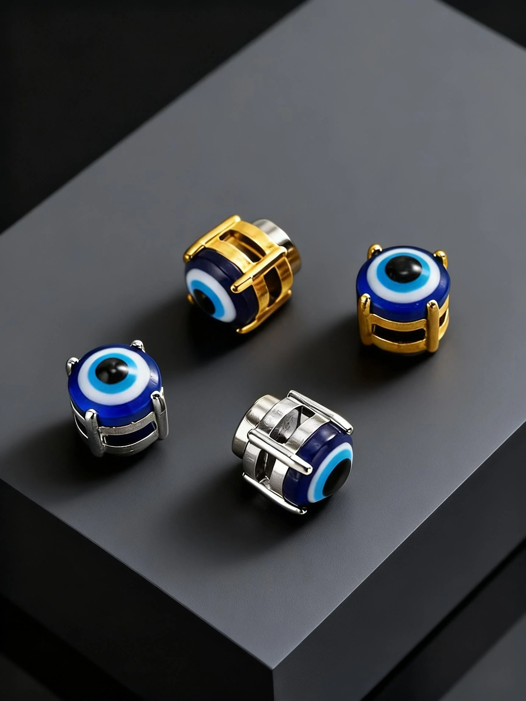 Stainless Steel Blue Evil Eye Clip on Earrings for Men Women, Fashion Non Piercing Round Earrings, Daily Wear Waterproof Jewelry