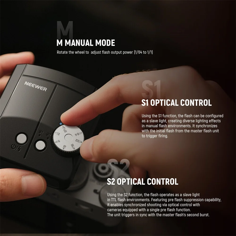 جديد الاتصال فلاش الكاميرا لكانون نيكون سوني فوجي فيلم كاميرات 20 واط GN15 كامل الطاقة ومضات دليل S1/S2 وضع Speedlite