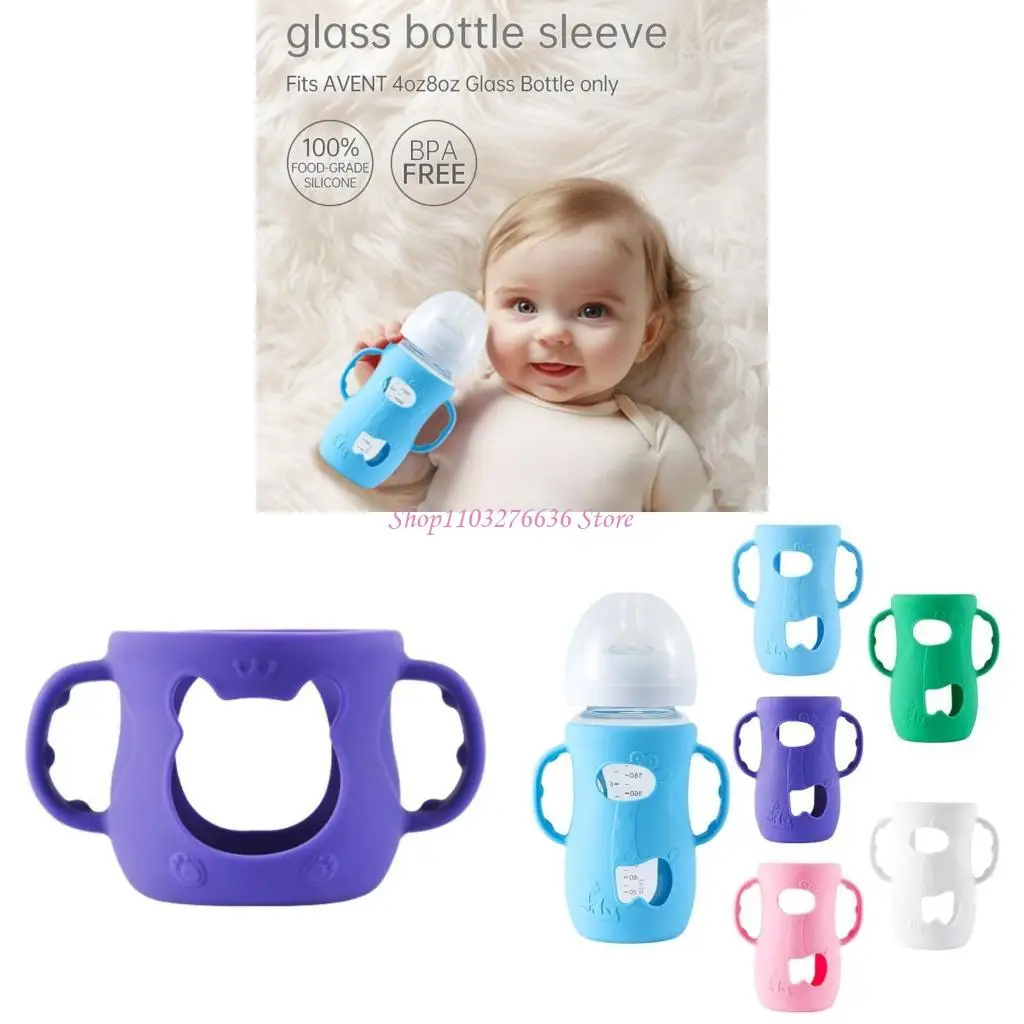 

R6FD 120/240ML Bottle Sleeve Baby Milk Bottle Handle Case Protector Encourages Independent Eating 4oz/8oz
