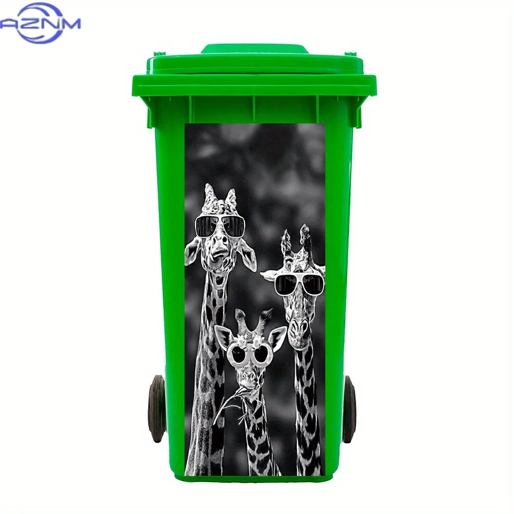 1pc Gray Ink Giraffe Theme Waterproof PVC Sticker - Fun Trash Can Decor, Outdoor Wall Art, Home Decoration
