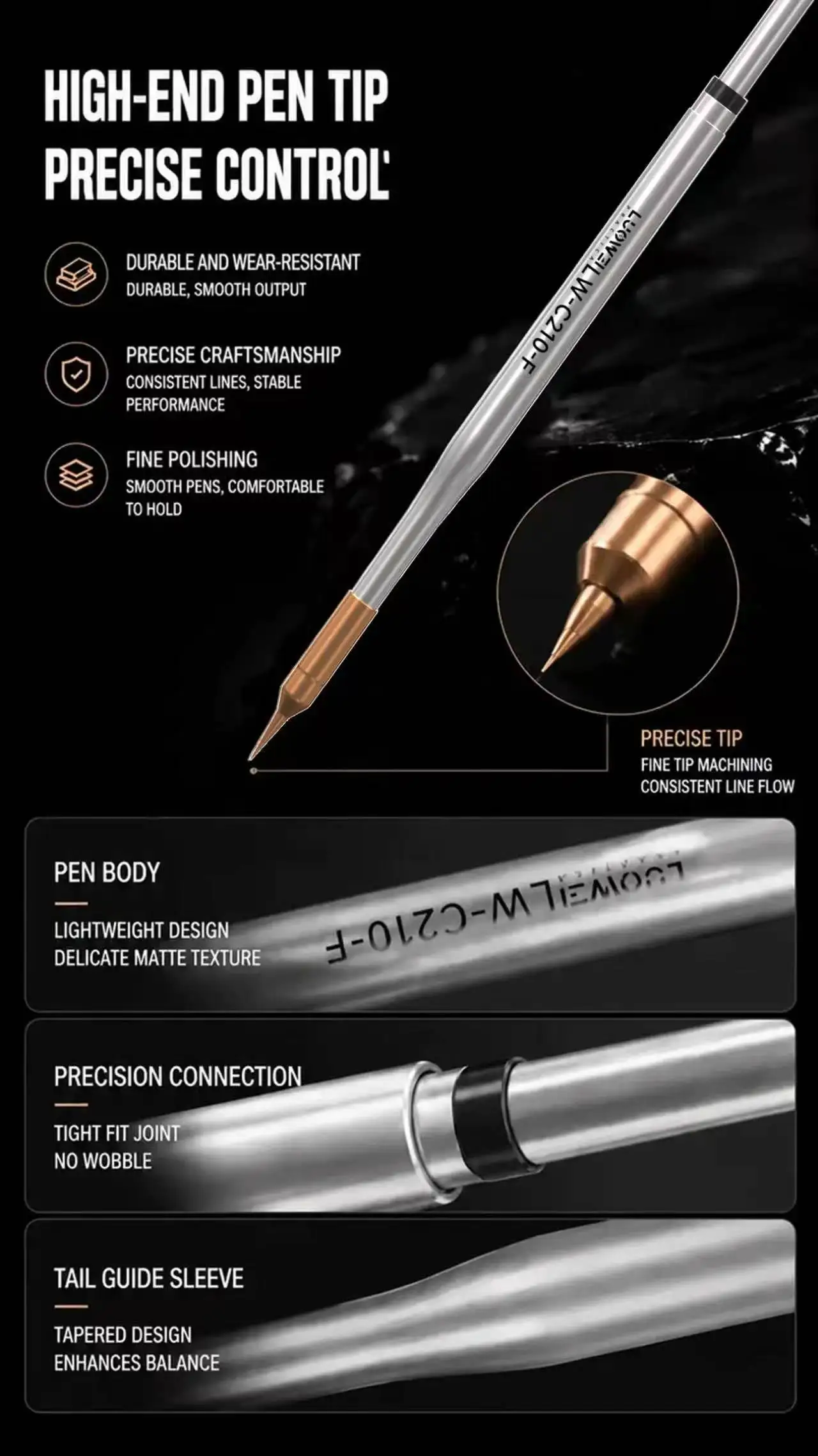 LUOWEI C210-F Steel Rapid Heating Soldering Needle Type Soldering Iron Tip, Used for Fine Spot Welding and Drag Soldering.