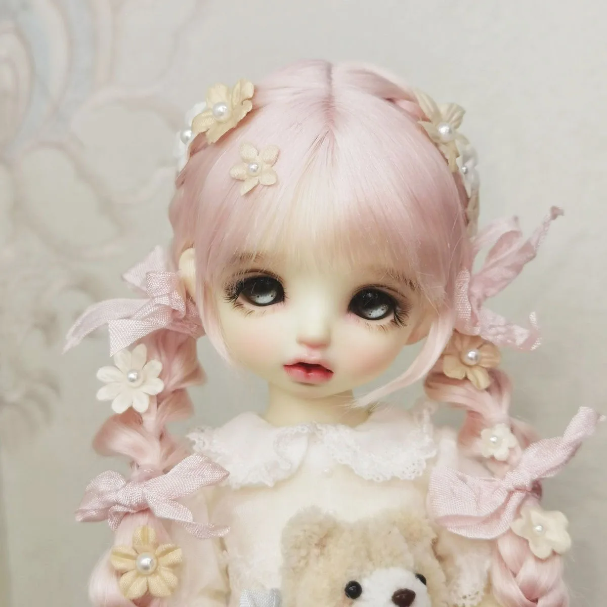 

Hair for doll 1/6 1/4 BJD mohair wig side-edited hair free shipping