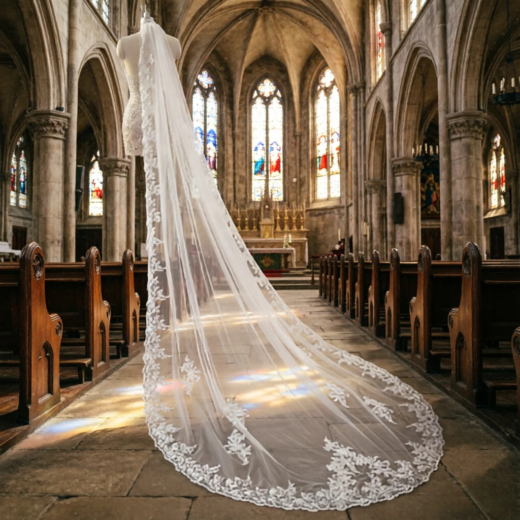 

Женская свадебная фата из кружева, 1-слойная, длиной 2,3 метра, с металлическим гребнем, для свадебной церемонии, белая/цвета слоновой кости, на День святого Валентина