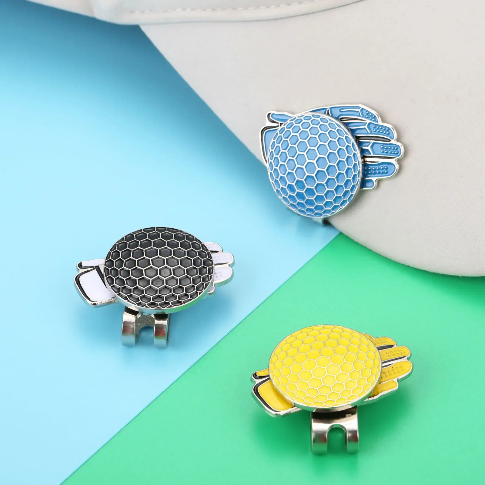 1PC Alloy Golf Ball Mark & Hat Visor Clip Magnetic Golf Ball Mark Glove Design Hat Decoration for Golfers Golf Training Aids