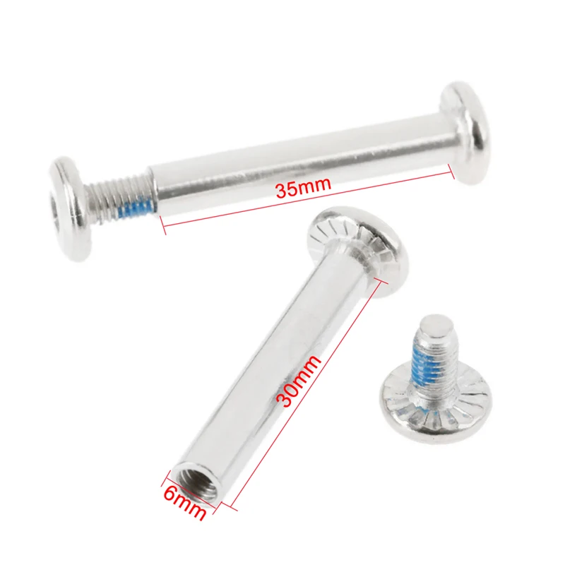 AS roda Inline 30 atau 35mm, suku cadang as roda 6mm Diameter dua bagian sekrup untuk anak dewasa 8 buah