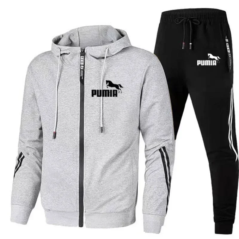 2 Stuks Ontwerp Trainingspak Heren Herfst Winter Hoody Jasje En Joggingbroek Casual Print Sport Hoodies Joggingpak