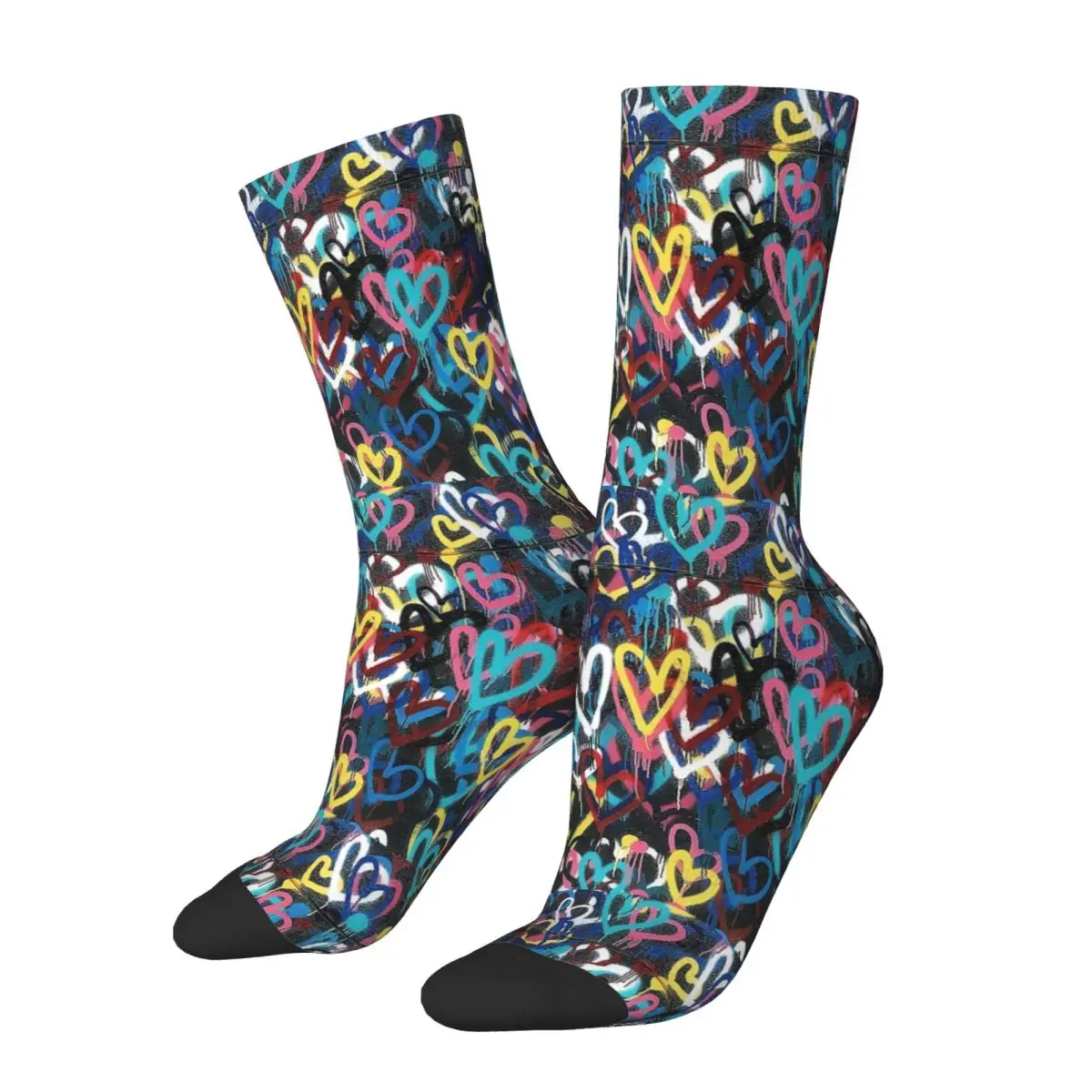 

New Male Men Socks Novelty Heart Graffiti Sock Banksy Street Art Sport Women's Stockings Spring Summer Autumn Winter