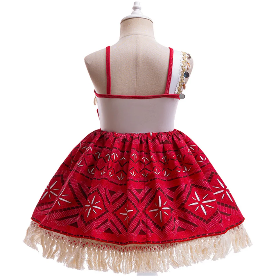 New Movie Girls Baby Moana Cosplay Princess Dress Vaiana Masquerade Ball Gown Kids Birthday Christmas Carnival Party Red Costume