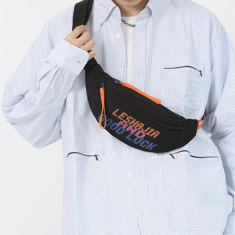 حقيبة صدر بلون متطابق تمامًا من النايلون المقاوم للماء، النسخة الكورية، حقيبة كروس بأحرف بسيطة، حقيبة كتف نسائية #4