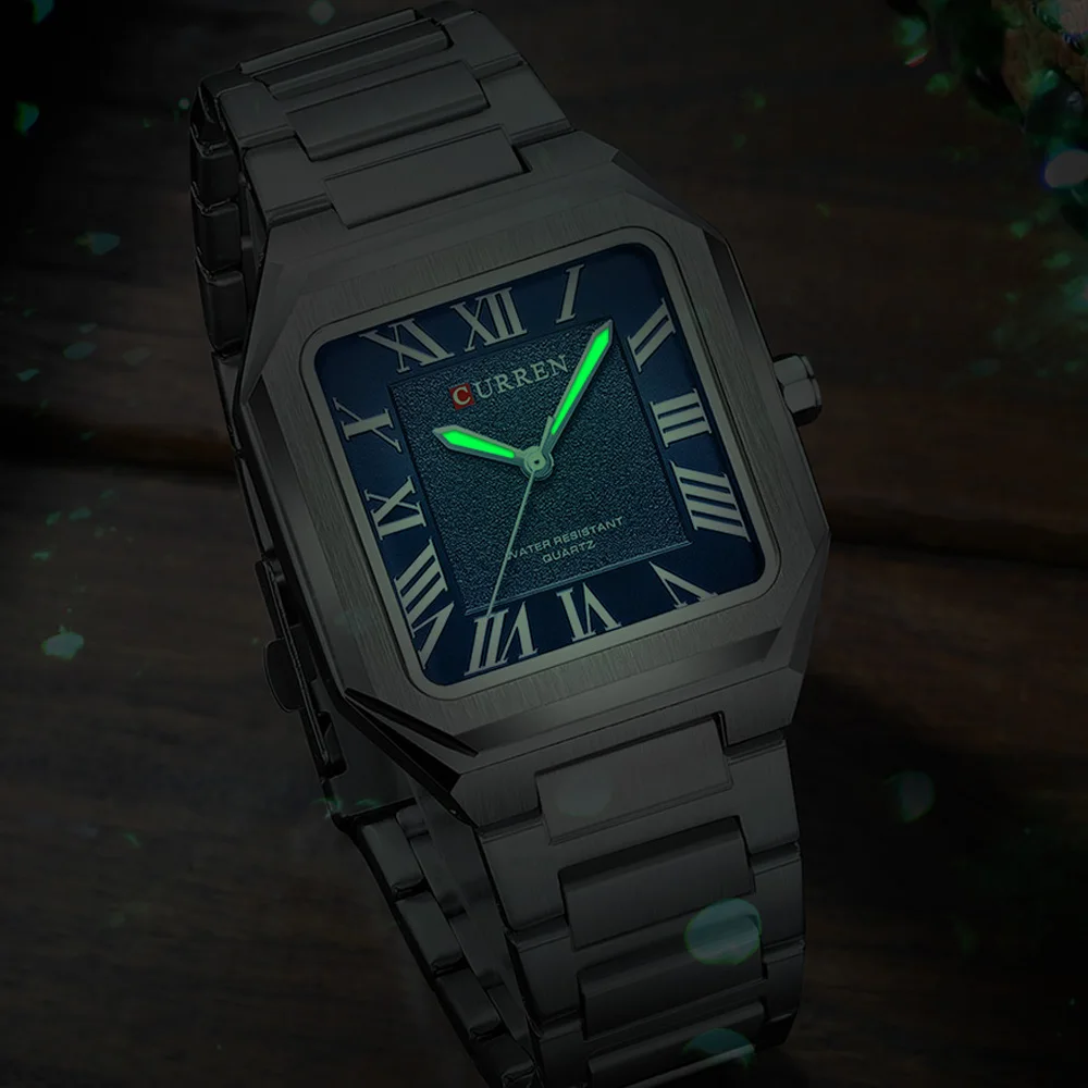 CURREN Vintage Square Design Dial with Roman Numeral Classic