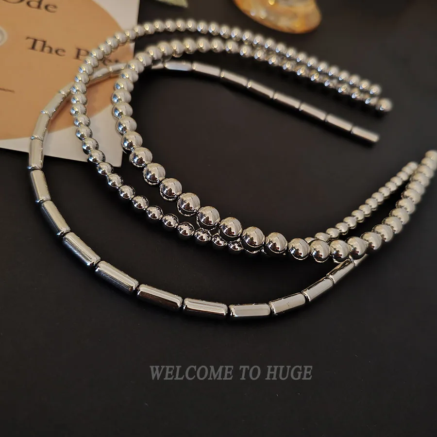 

3pc Fashion Vintage Advanced Silver Color Pearl Hairband for Women Girls Elegant Korean Hair Hoops Headband Accessories