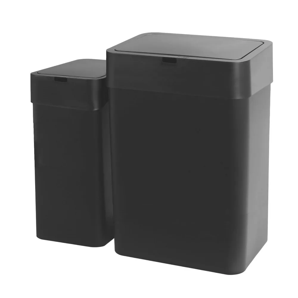 

Automatic Motion Sensor Trash Can Set 2 Pack Slim Waterproof Quiet Lid for Bathroom Bedroom Office