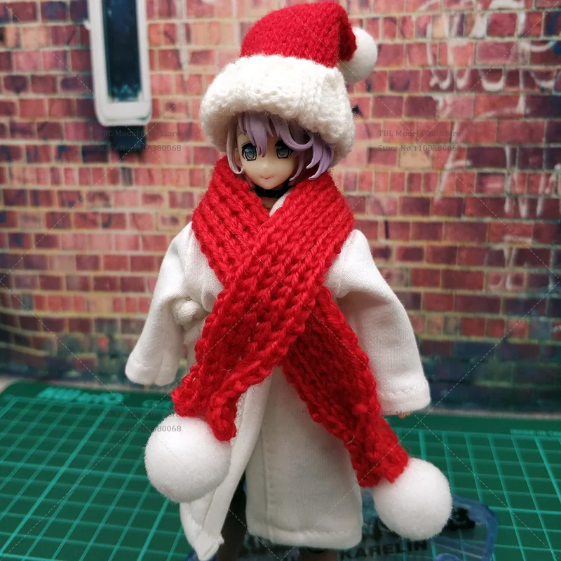 1/12 مقياس سنة جديدة سعيدة عيد الميلاد قبعة وشاح الإناث/الذكور الملابس التبعي ل فيجما shf 6 بوصة 7 بوصة الجندي عمل الشكل #2