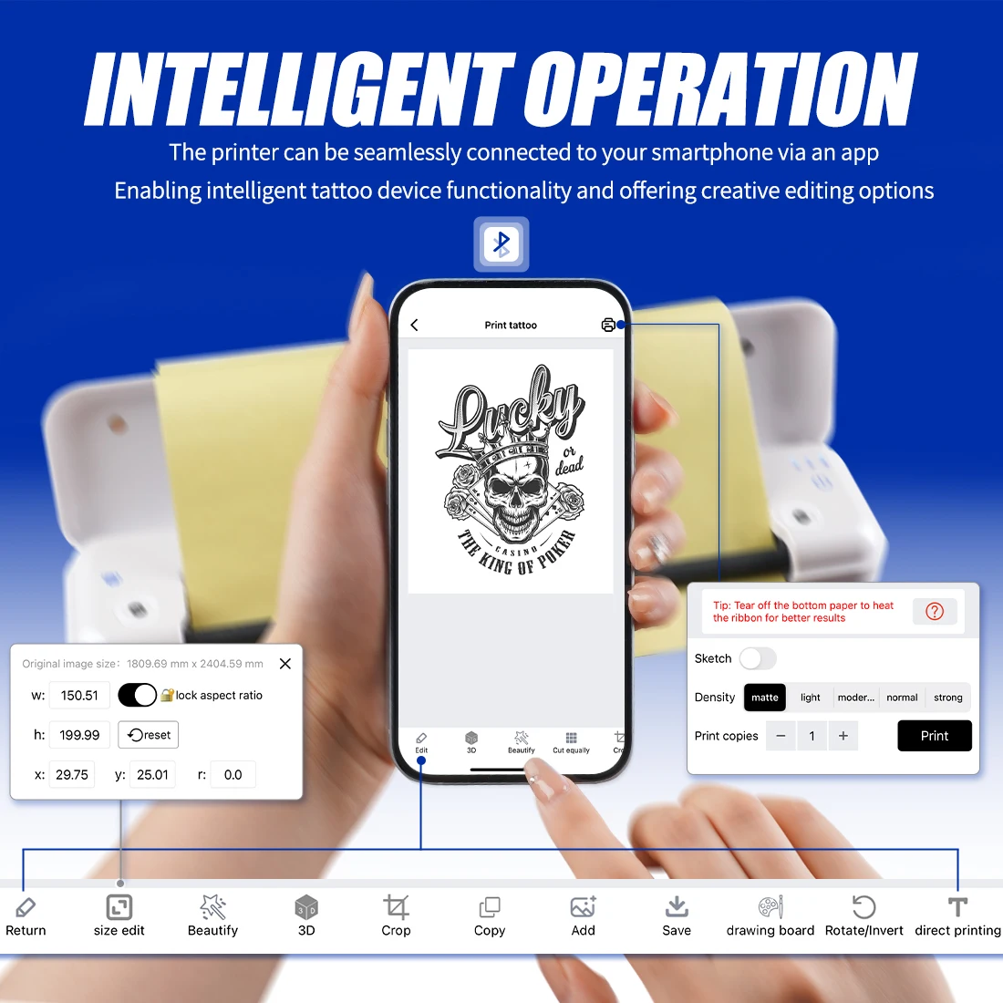 Mast Wireless Thermal Tattoo Stencil Printer Compatible with Android Ios Windows Bluetooth Convenient Operation Transfer A4Paper